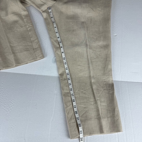 Relativity Tan Linen Wide Leg Cropped High Waist Button Pants Size 10‎ - Picture 9 of 10